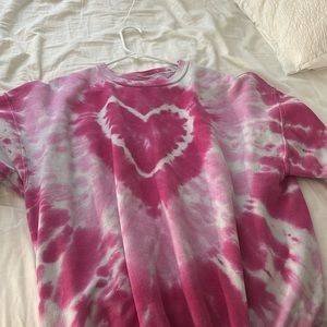Urban outfitters pink heart tie dye sweatshirt